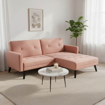 Βρες το Καναπές γωνία-κρεβάτι με υποπόδιο Dream pakoworld σάπιο μήλο βελούδο 209x157x80εκ σε μοναδική τιμή στο clickforshop.gr