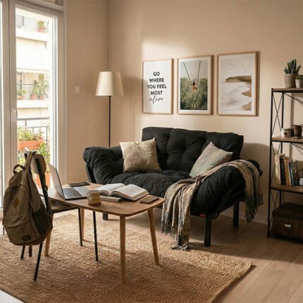 Βρες το Καναπές κρεβάτι PWF-0018 pakoworld 2θέσιος με ύφασμα χρώμα μαύρο 155x73x85cm σε μοναδική τιμή στο clickforshop.gr