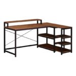 Βρες το Γραφείο γωνιακό αναστρέψιμο Tebul pakoworld MDF-metal σε καρυδί απόχρωση 130x60x88εκ σε μοναδική τιμή στο clickforshop.gr