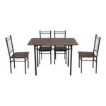 Τραπεζαρία Roza pakoworld σετ 5τμχ mdf καρυδί με μεταλλικό μαύρο πόδι 110x60x75εκ - Image 2