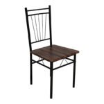 Τραπεζαρία Roza pakoworld σετ 5τμχ mdf καρυδί με μεταλλικό μαύρο πόδι 110x60x75εκ - Image 3