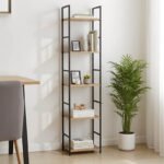 Βιβλιοθήκη Azuel pakoworld φυσικό-μαύρο μέταλλο 29x23.5x144εκ - Image 2