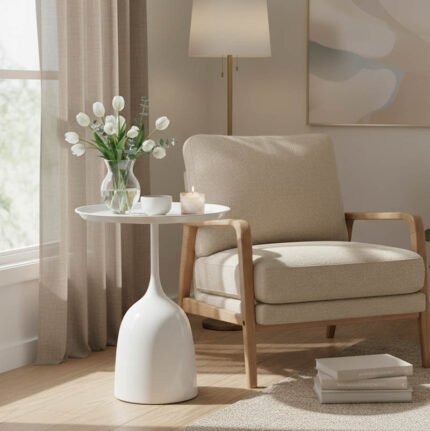 Βρες το Βοηθητικό τραπέζι Agrile Inart λευκό μέταλλο Φ50x60εκ σε μοναδική τιμή στο clickforshop.gr