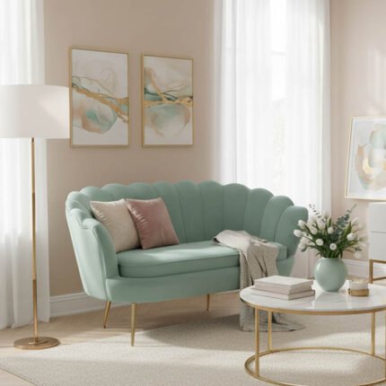 Βρες το Καναπές 2θέσιος Daimon pakoworld βελούδο σε φυστικί απόχρωση 134x70x77εκ σε μοναδική τιμή στο clickforshop.gr