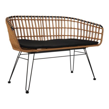 Βρες το Καναπές 2θέσιος Naoki pakoworld μέταλλο μαύρο-pe φυσικό 120x55x79εκ σε μοναδική τιμή στο clickforshop.gr