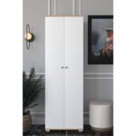 Ντουλάπι ArteLibre ROSELINE Λευκό/Δρυς Μοριοσανίδα 50x30x183cm - Image 2