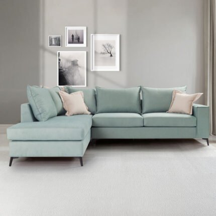 Βρες το Γωνιακός καναπές δεξιά γωνία Romantic pakoworld ύφασμα Ciel-Cream 290x235x95εκ σε μοναδική τιμή στο clickforshop.gr