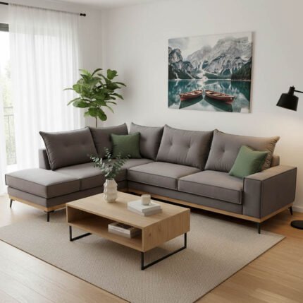 Βρες το Γωνιακός καναπές δεξιά γωνία Luxury II pakoworld ύφασμα ανθρακί-κυπαρισσί 290x235x95εκ σε μοναδική τιμή στο clickforshop.gr