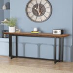 Βρες το Κονσόλα Dice pakoworld μασίφ ξύλο πεύκου καρυδί-μαύρο 150x30x90εκ σε μοναδική τιμή στο clickforshop.gr