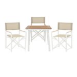 Βρες το Τραπεζαρία Mabu-Synergy σετ 3τεμ pakoworld λευκό αλουμίνιο και plywood σε φυσικό χρώμα 80x80x74εκ σε μοναδική τιμή στο clickforshop.gr