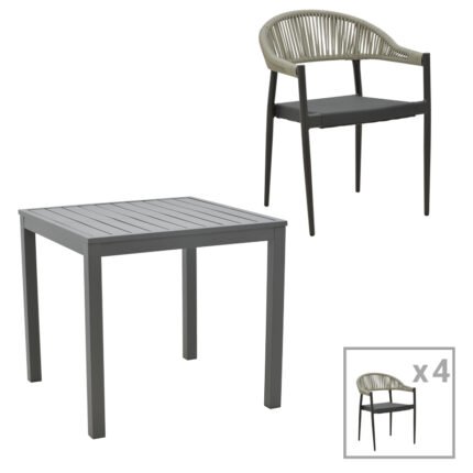 Βρες το Τραπεζαρία Kliton- Elation σετ 5τεμ pakoworld αλουμίνιο σε ανθρακί απόχρωση 80x80x74εκ σε μοναδική τιμή στο clickforshop.gr