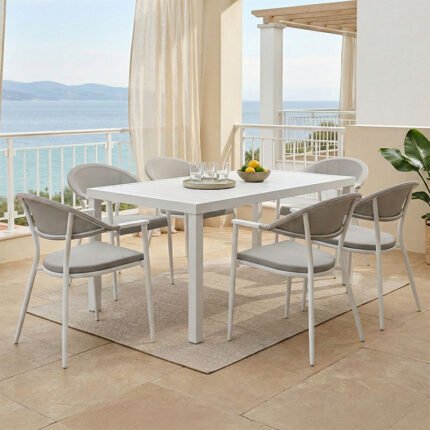 Βρες το Τραπεζαρία Kliton-Pino σετ 7τεμ pakoworld αλουμίνιο σε λευκή απόχρωση 150x80x74εκ σε μοναδική τιμή στο clickforshop.gr