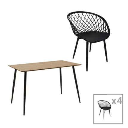 Βρες το Τραπεζαρία Ezra-Cuba pakoworld σετ 5τεμ pp-mdf σε μαύρη απόχρωση 120x70x76εκ σε μοναδική τιμή στο clickforshop.gr