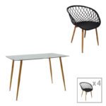 Βρες το Τραπεζαρία Chloe-Ezra pakoworld σετ 5τεμ γυάλινο 8χιλ ανθρακί - πόδι φυσικό 120x70x75εκ σε μοναδική τιμή στο clickforshop.gr