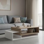 Βρες το Τραπέζι σαλονιού Dekost pakoworld σε sonoma-λευκή απόχρωση 105x50x32εκ σε μοναδική τιμή στο clickforshop.gr