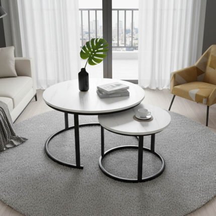 Βρες το Τραπέζι σαλονιού Revelon pakoworld σετ 2τεμ mdf σε απόχρωση λευκό όψης μαρμάρου 80x80x45εκ σε μοναδική τιμή στο clickforshop.gr