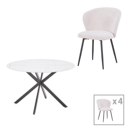 Βρες το Τραπεζαρία Karg-Stoyen pakoworld 5τεμ λευκό ύφασμα - λευκό-μαύρο μαρμάρου Φ120x75εκ σε μοναδική τιμή στο clickforshop.gr