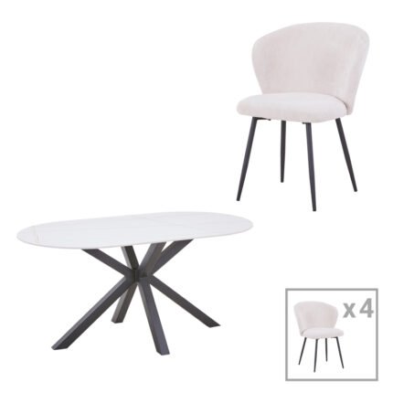 Βρες το Τραπεζαρία Karg-Makrey pakoworld 5τεμ λευκό ύφασμα - λευκό μαρμάρου 160x90x75εκ σε μοναδική τιμή στο clickforshop.gr