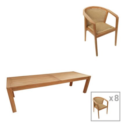 Βρες το Τραπεζαρία Granny-Pablo pakoworld σετ 9τεμ σε φυσική-μπεζ απόχρωση 240x100x76εκ σε μοναδική τιμή στο clickforshop.gr