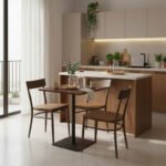 Τραπέζι Nerobian pakoworld mdf σε καρυδί απόχρωση 60x60x75εκ - Image 2