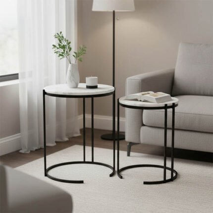Βρες το Boηθητικά τραπέζια σαλονιού σετ 2τεμ Luxere Inart μαύρο μέταλλο-λευκό μαρμάρου σε μοναδική τιμή στο clickforshop.gr