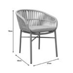 Πολυθρόνα Frama pakoworld αλουμίνιο-pe σχοινί σε καφε απόχρωση και μαξιλάρι 57x60x78εκ - Image 3