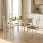 Βρες το Τραπεζαρία Reforia pakoworld σετ 5τμχ mdf σε φυσική απόχρωση με λευκά μεταλλικά πόδια 110x60x74εκ σε μοναδική τιμή στο clickforshop.gr