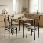 Βρες το Τραπεζαρία Reforia pakoworld σετ 5τμχ mdf σε γκρι απόχρωση με μαύρα μεταλλικά πόδια 110x60x74εκ σε μοναδική τιμή στο clickforshop.gr