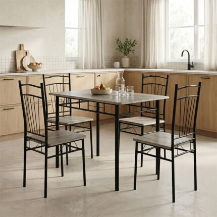 Βρες το Τραπεζαρία Reforia pakoworld σετ 5τμχ mdf σε γκρι απόχρωση με μαύρα μεταλλικά πόδια 110x60x74εκ σε μοναδική τιμή στο clickforshop.gr