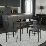 Βρες το Τραπεζαρία Reforia pakoworld σετ 5τμχ mdf σε μαύρη απόχρωση με μαύρα μεταλλικά πόδια 110x60x74εκ σε μοναδική τιμή στο clickforshop.gr