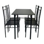 Τραπεζαρία Reforia pakoworld σετ 5τμχ mdf σε μαύρη απόχρωση με μαύρα μεταλλικά πόδια 110x60x74εκ - Image 3
