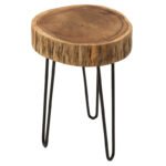 Βοηθητικό τραπέζι Tripp Ι pakoworld μασίφ ξύλο ακακίας σε φυσική απόχρωση-μαύρα μεταλλικά πόδια Φ32x47εκ - Image 3