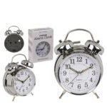 Βρες το Ρολόι Επιτραπέζιο Με Ξυπνητήρι Ασημί Μέταλλο 17x11cm σε μοναδική τιμή στο clickforshop.gr