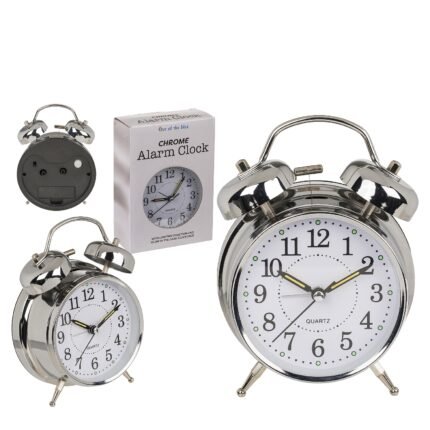 Βρες το Ρολόι Επιτραπέζιο Με Ξυπνητήρι Ασημί Μέταλλο 17x11cm σε μοναδική τιμή στο clickforshop.gr