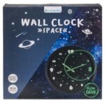 Ρολόι Τοίχου Διάστημα Φωσφοριζέ Μαύρο Πλαστικό Φ30cm - Image 2