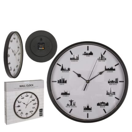 Βρες το Ρολόι Τοίχου Skylines Λευκό/Μαύρο Πλαστικό Φ30cm σε μοναδική τιμή στο clickforshop.gr