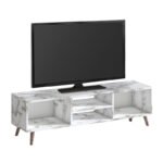 Έπιπλο τηλεόρασης Loren Megapap χρώμα λευκό εφέ μαρμάρου 120x30x40εκ. - Image 2