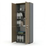 Ντουλάπα γραφείου με κλειδαριά επαγγελματική Venturo Megapap χρώμα ανθρακί - καρυδί 80x40x200εκ. - Image 2