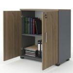 Ντουλάπι γραφείου με κλειδαριά επαγγελματικό Venturo Megapap χρώμα ανθρακί - καρυδί 80x40x80εκ. - Image 2