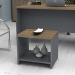 Τραπεζάκι γραφείου επαγγελματικό Venturo Megapap χρώμα ανθρακί - καρυδί 60x60x45εκ. - Image 2