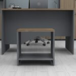 Τραπεζάκι γραφείου επαγγελματικό Venturo Megapap χρώμα ανθρακί - καρυδί 60x60x45εκ. - Image 3