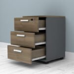 Συρταριέρα γραφείου με κλειδαριά επαγγελματική Venturo Megapap χρώμα ανθρακί - καρυδί 39x40x57εκ. - Image 2