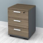 Συρταριέρα γραφείου με κλειδαριά επαγγελματική Venturo Megapap χρώμα ανθρακί - καρυδί 39x40x57εκ. - Image 3