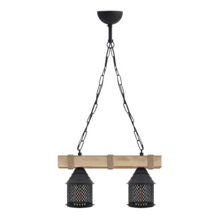 Βρες το Φωτιστικό οροφής Elora Megapap E27 ξύλινο - μεταλλικό δίφωτο χρώμα φυσικό - μαύρο 40x13x75εκ. σε μοναδική τιμή στο clickforshop.gr