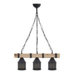 Βρες το Φωτιστικό οροφής Elora Megapap E27 ξύλινο - μεταλλικό τρίφωτο χρώμα φυσικό - μαύρο 50x13x75εκ. σε μοναδική τιμή στο clickforshop.gr