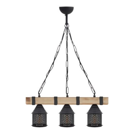 Βρες το Φωτιστικό οροφής Elora Megapap E27 ξύλινο - μεταλλικό τρίφωτο χρώμα φυσικό - μαύρο 50x13x75εκ. σε μοναδική τιμή στο clickforshop.gr