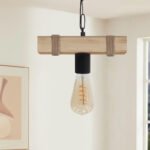 Φωτιστικό οροφής Vero Megapap E27 ξύλινο μονόφωτο χρώμα φυσικό 25x8x65εκ. - Image 2