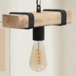 Φωτιστικό οροφής Vero Megapap E27 ξύλινο μονόφωτο χρώμα φυσικό - μαύρο 25x8x65εκ. - Image 3