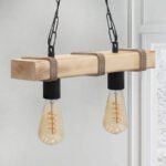 Φωτιστικό οροφής Vero Megapap E27 ξύλινο δίφωτο χρώμα φυσικό 40x8x65εκ. - Image 3