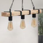 Φωτιστικό οροφής Vero Megapap E27 ξύλινο τρίφωτο χρώμα φυσικό - μαύρο 50x8x65εκ. - Image 3